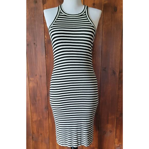 Charlotte Russe Women S Black White Stripe Bodycon Racerback Dress Summer Outfit - Picture 1 of 10